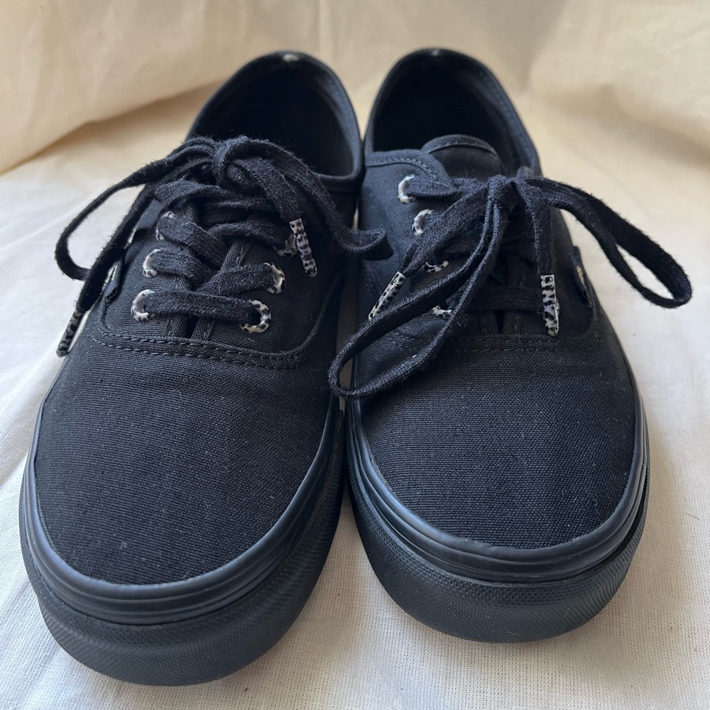 Vans black sneakers with leopard size 7.5